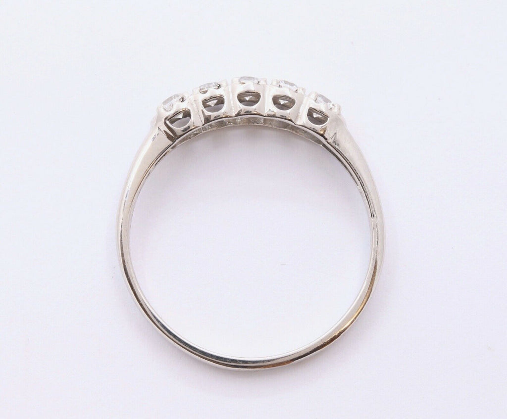 Vintage Ladies 14K White Gold CZ Wedding Band Ring