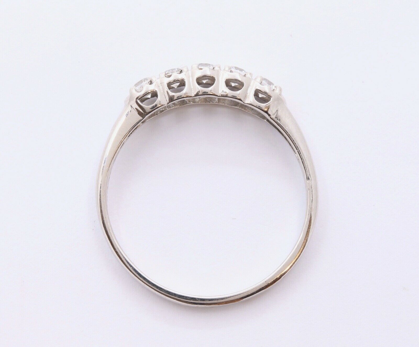 Vintage Ladies 14K White Gold CZ Wedding Band Ring