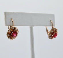 Load image into Gallery viewer, Antique Victorian14K Yellow Gold Pink Paste &amp; Split Pearl Drop Earrings, Antique
