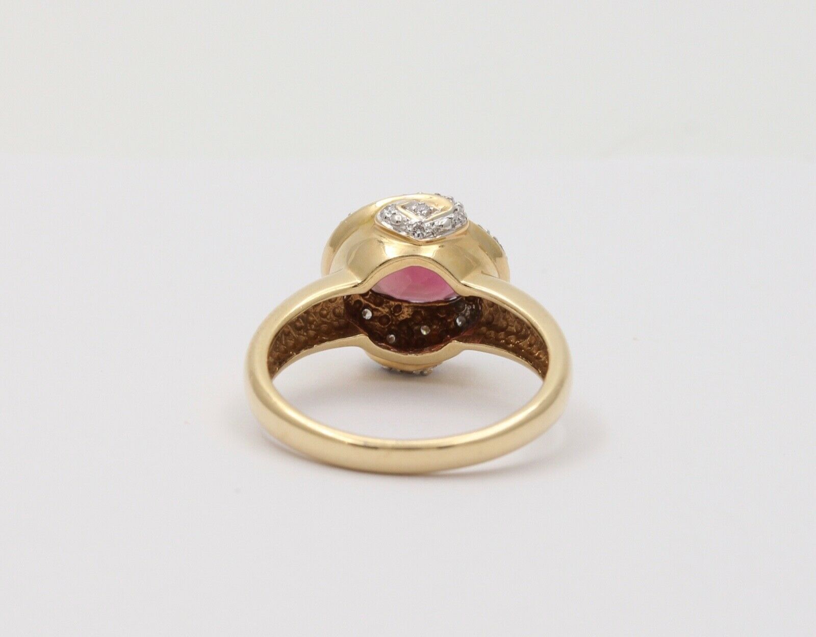 Vintage Tourmaline Diamonds 14K Yellow White Gold Cocktail Ring