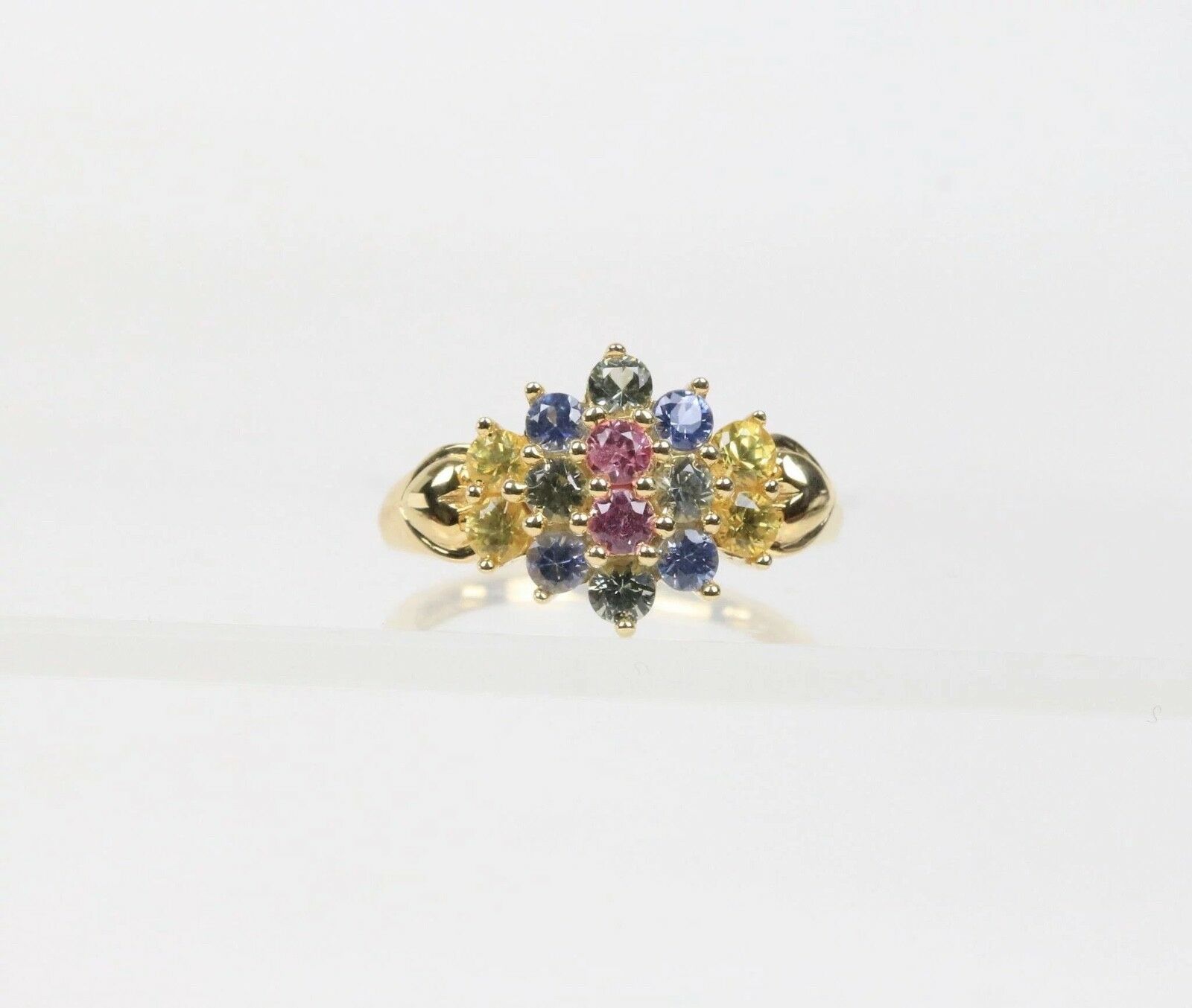 Vintage 14K Yellow Gold Multi-Colored Sapphire Ring