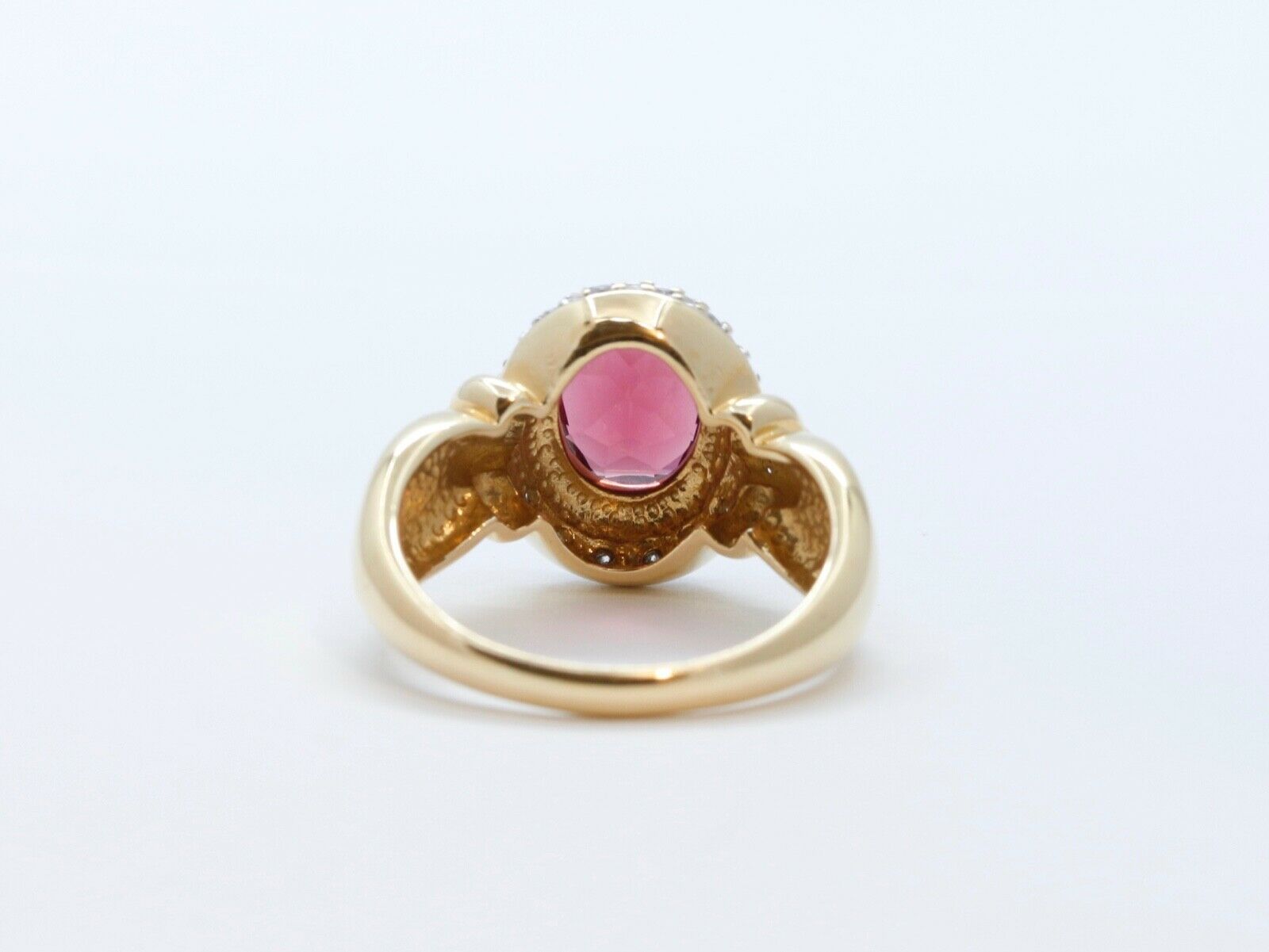 Vintage Tourmaline Diamonds 14K Yellow White Gold Cocktail Ring