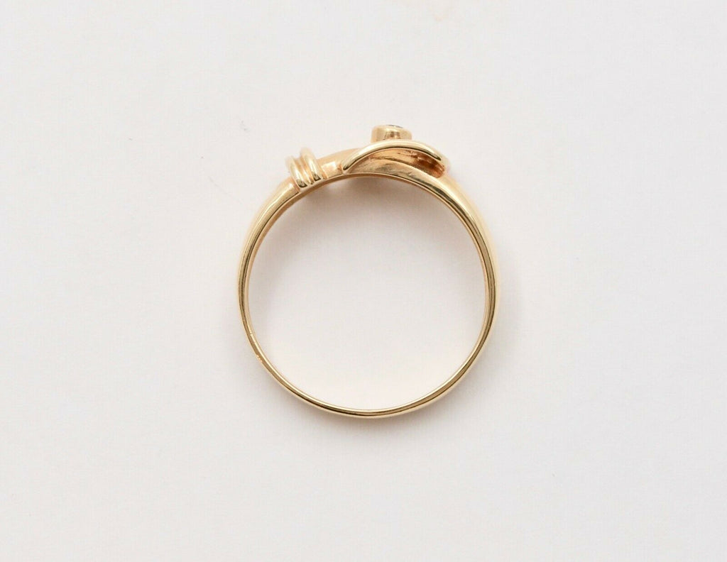 Vintage Estate Belt Buckle Diamond 14K Yellow Gold Ring Band, Stacking Ring.