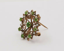 Load image into Gallery viewer, Sweet Victorian Scrolling Green Garnet And Split Pearl Brooch Pin, Pendant, Watc
