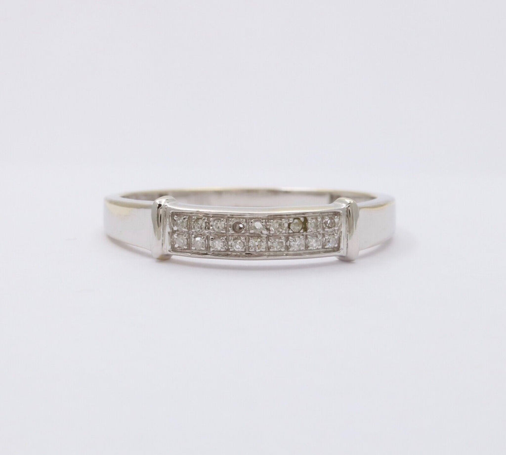 Vintage Diamond 14K White Gold Ring Band, Wedding Band