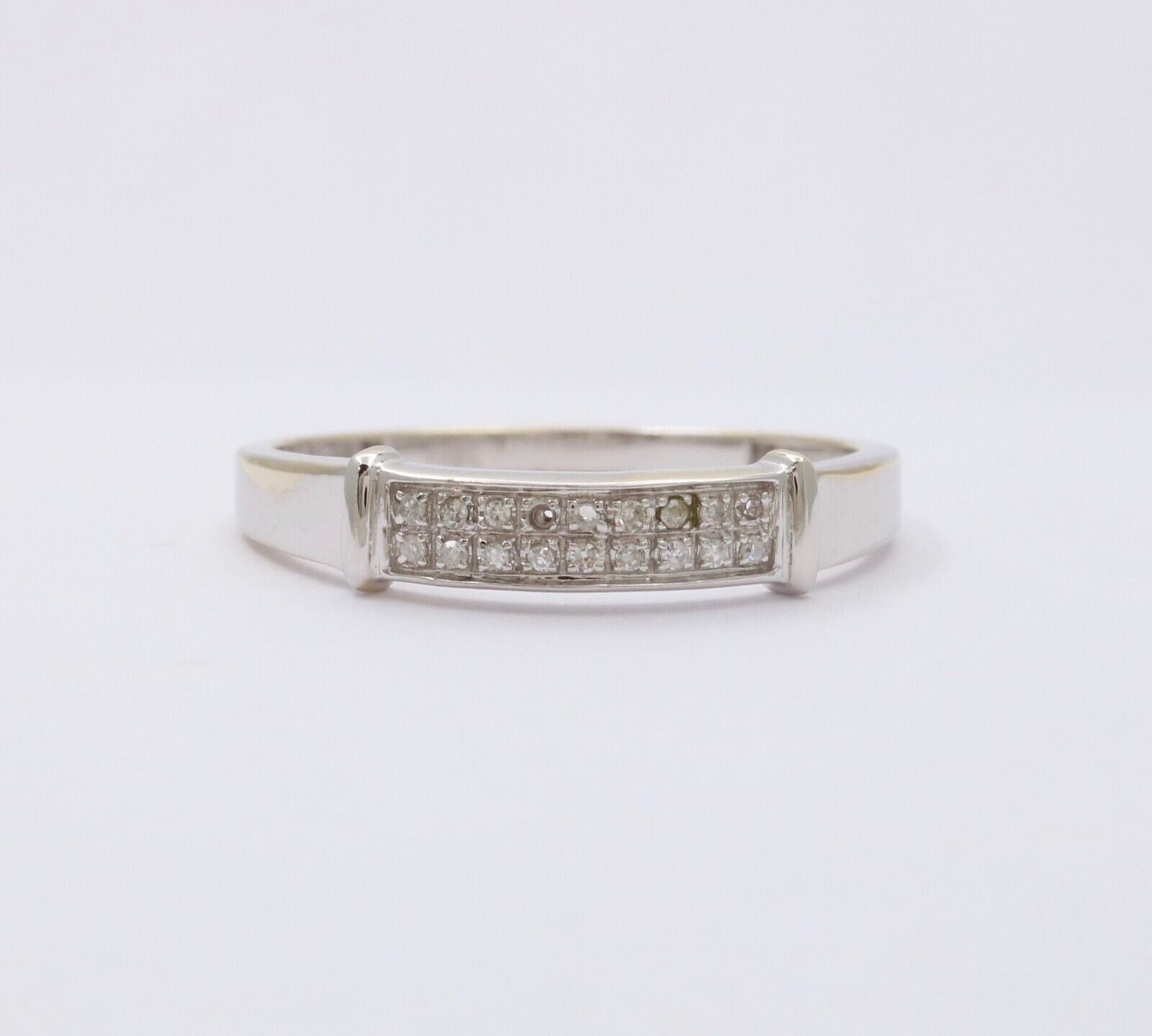 Vintage Diamond 14K White Gold Ring Band, Wedding Band