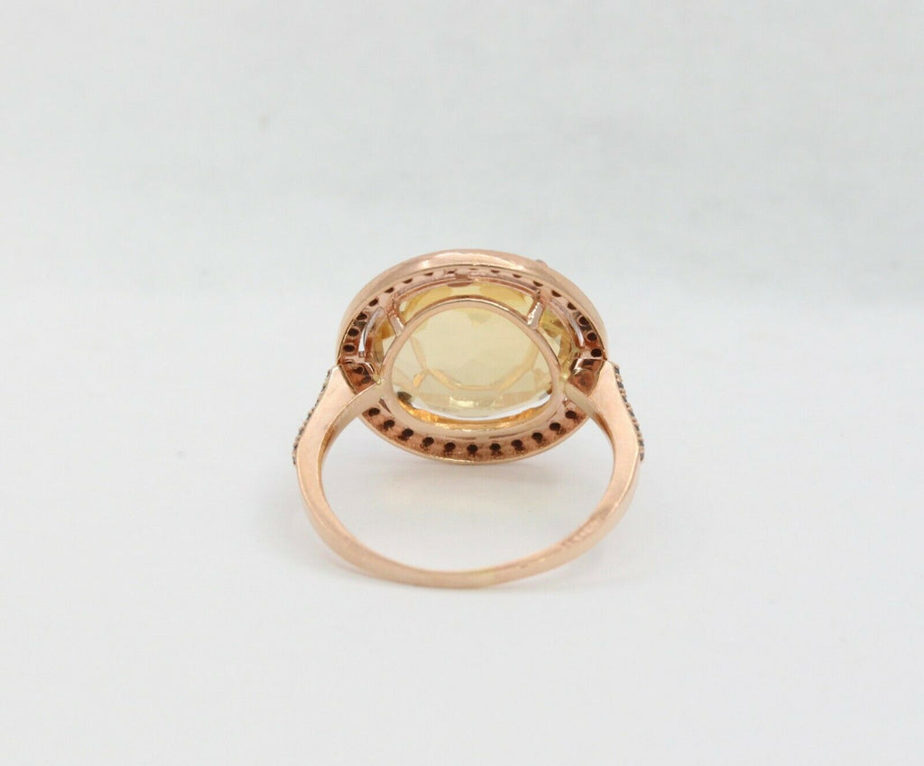 Vintage 14K Rose Gold Rose Citrine Sapphire Ring