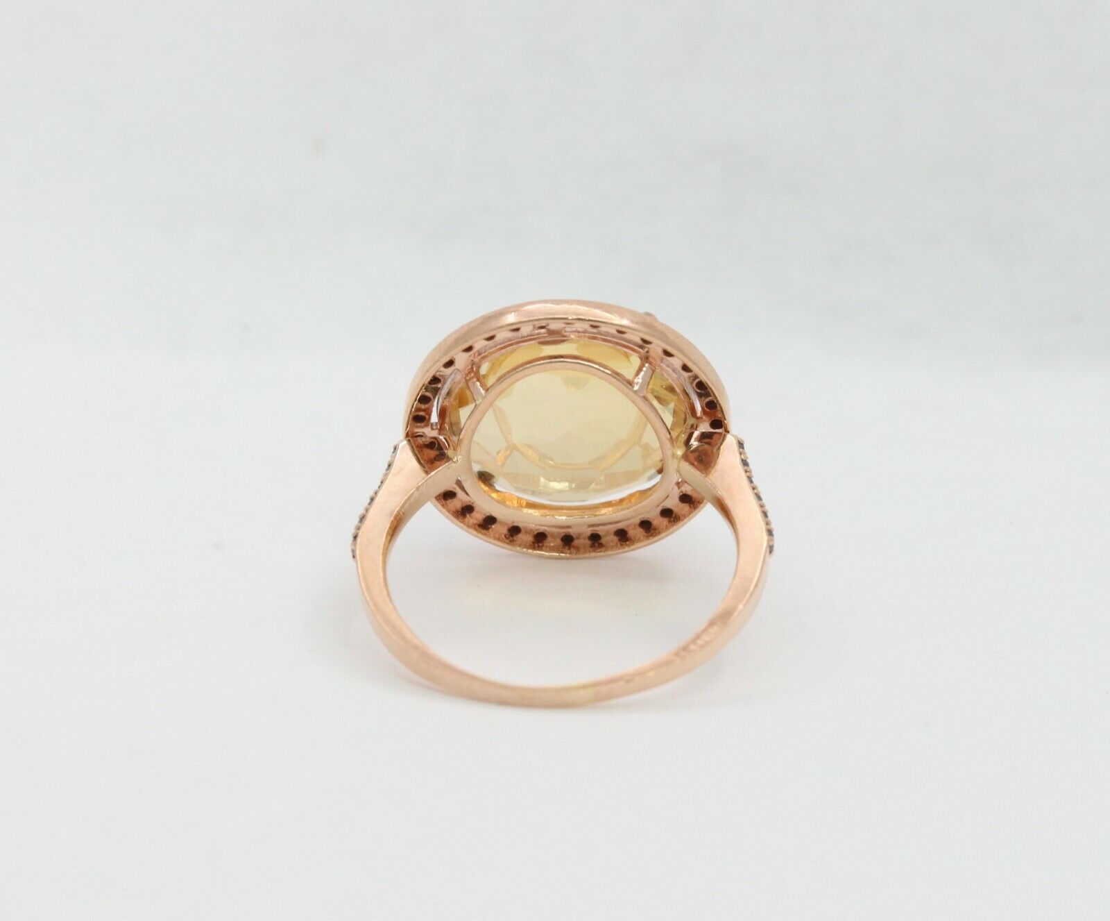 Vintage 14K Rose Gold Rose Citrine Sapphire Ring