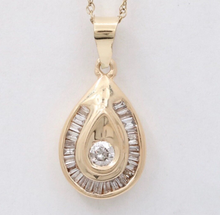 Load image into Gallery viewer, Vintage 14K Yellow Gold Diamond Teardrop Pendant
