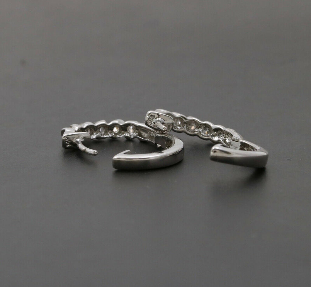 Classic Petite 14K White Gold Diamond Huggie Earrings