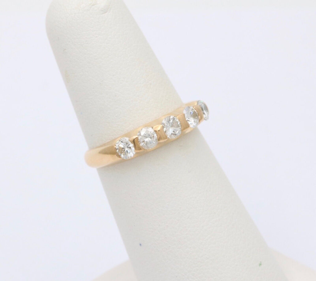 Vintage Five Stone Diamond 18K Gold Ring Band, Wedding Band
