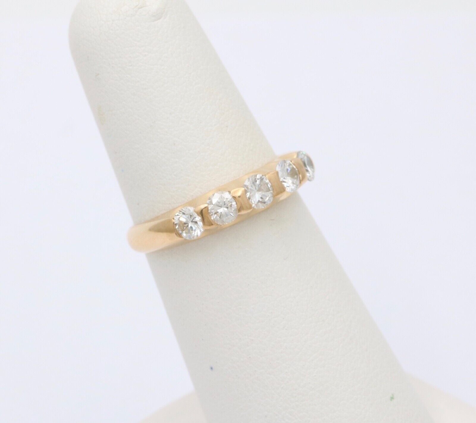 Vintage Five Stone Diamond 18K Gold Ring Band, Wedding Band