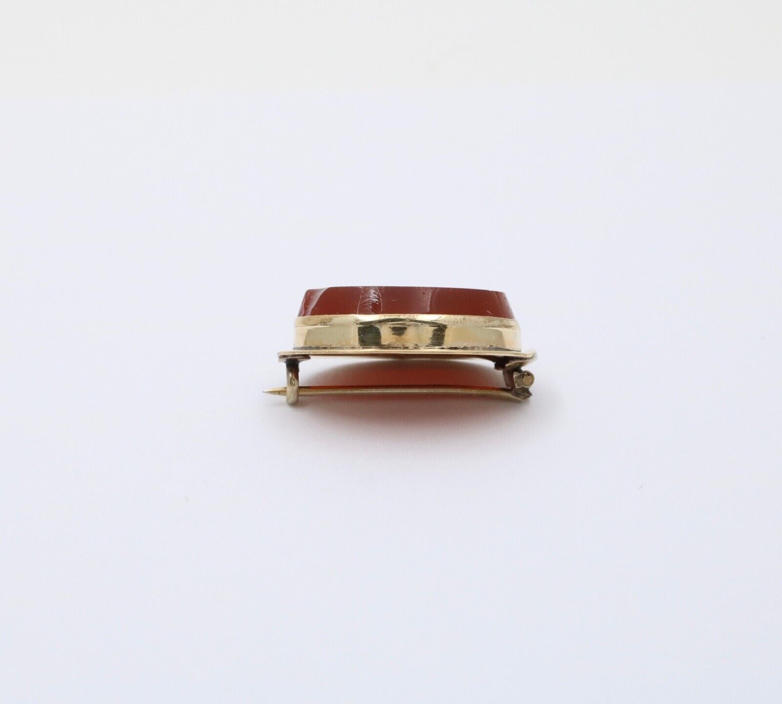Vintage 10K Gold Filled Carnelian Pietra Dura Micro Mosaic Brooch, Pin