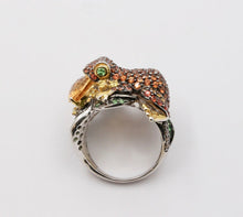 Load image into Gallery viewer, Vintage Frog Sapphires Citrine Tsavorite Diamonds14K White Yellow Gold Ring
