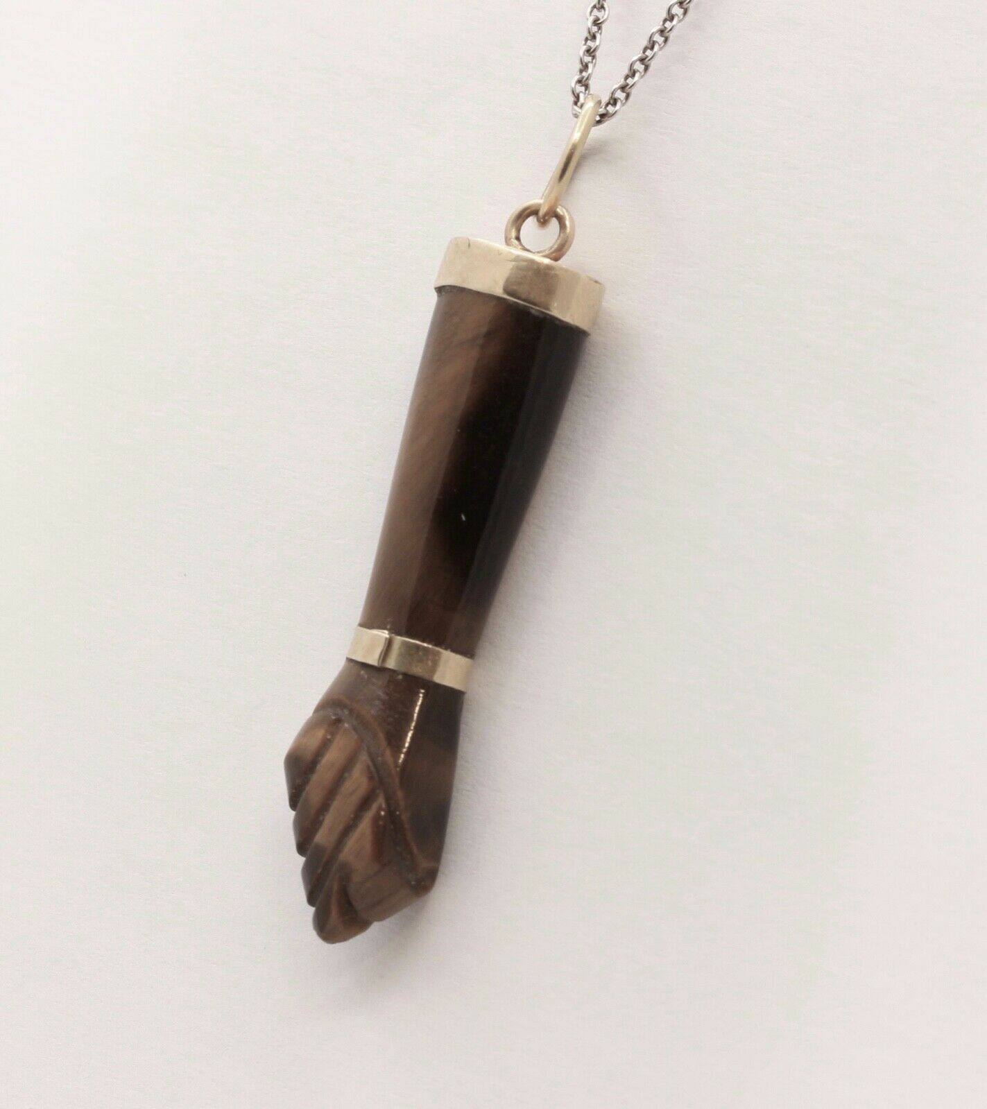 Vintage Tiger Eye Figa 18K Yellow Gold Pendant Charm