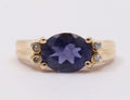 Vintage Iolite Diamonds 14K Yellow Gold Ring