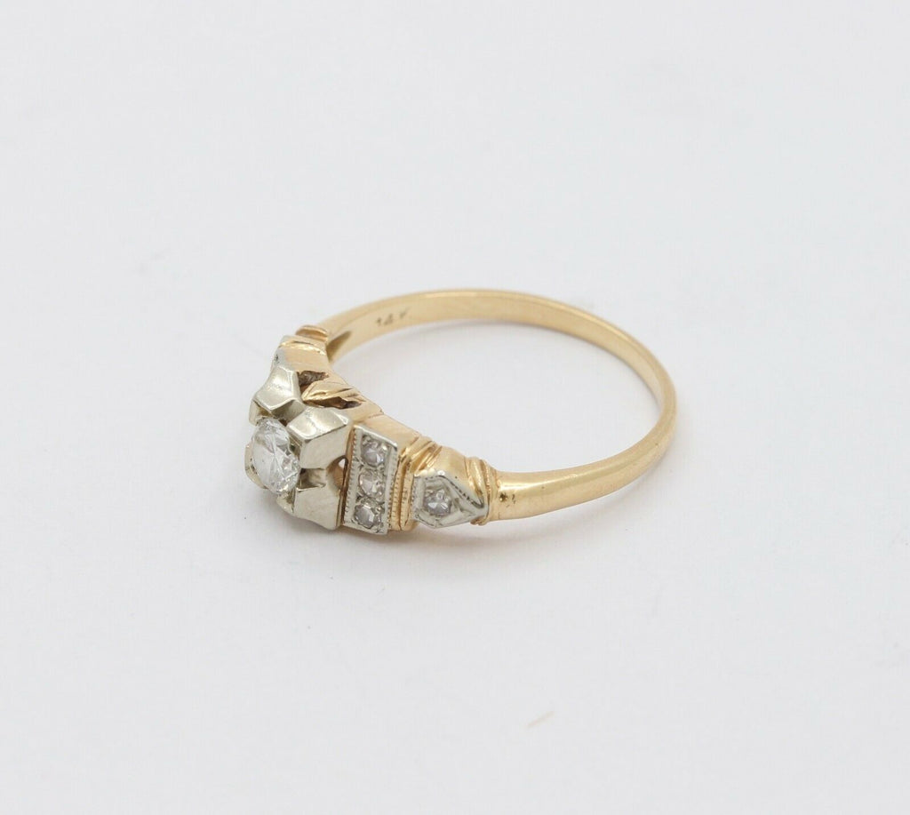 Vintage 14K Yellow Gold Diamond Engagement Ring