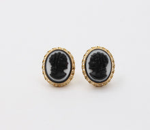 Load image into Gallery viewer, Vintage Victorian Revival Cameo 14K Yellow Gold Earrings
