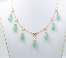 Load image into Gallery viewer, Vintage Jade 14K Chandelier 14K Yellow Gold Necklace
