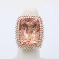 Huge Cocktail Morganite Diamonds 18K Rose Gold Ring
