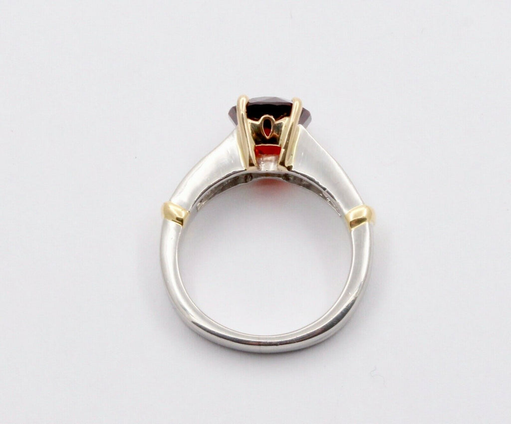 Vintage Platinum 18K Yellow Gold Red Spinel Diamond Alternative Engagement Ring