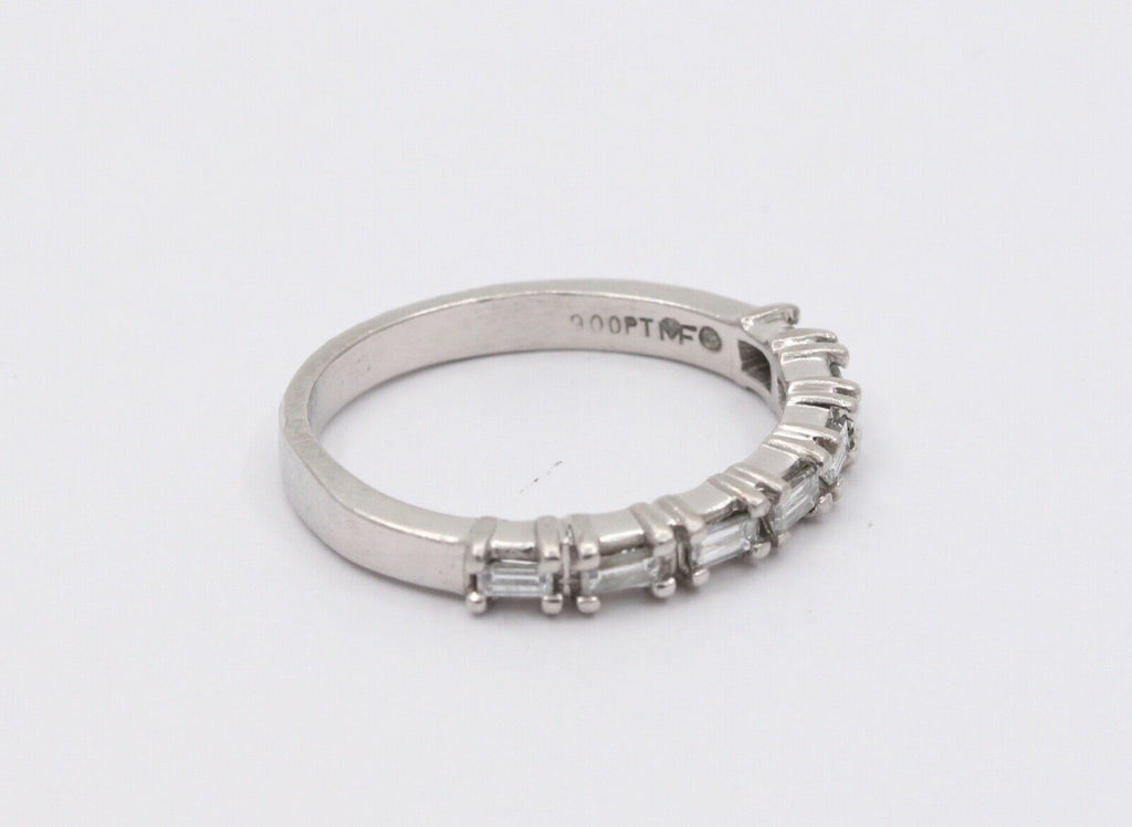 Vintage Ladies Wedding Band Baguette Diamonds Platinum Ring