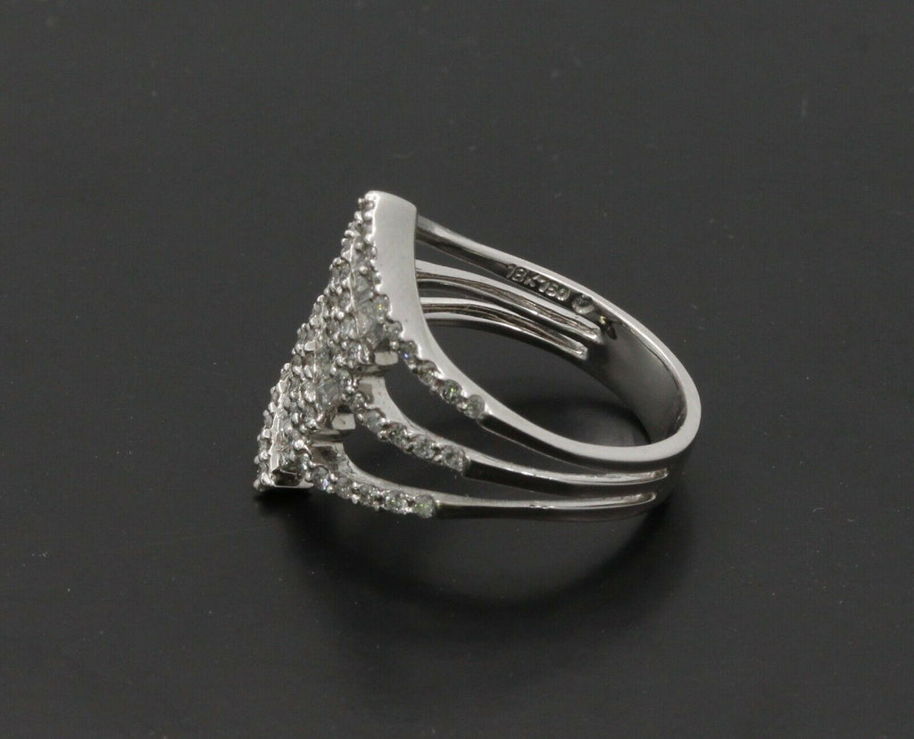 Vintage 18K White Gold Diamond Knuckle Ring