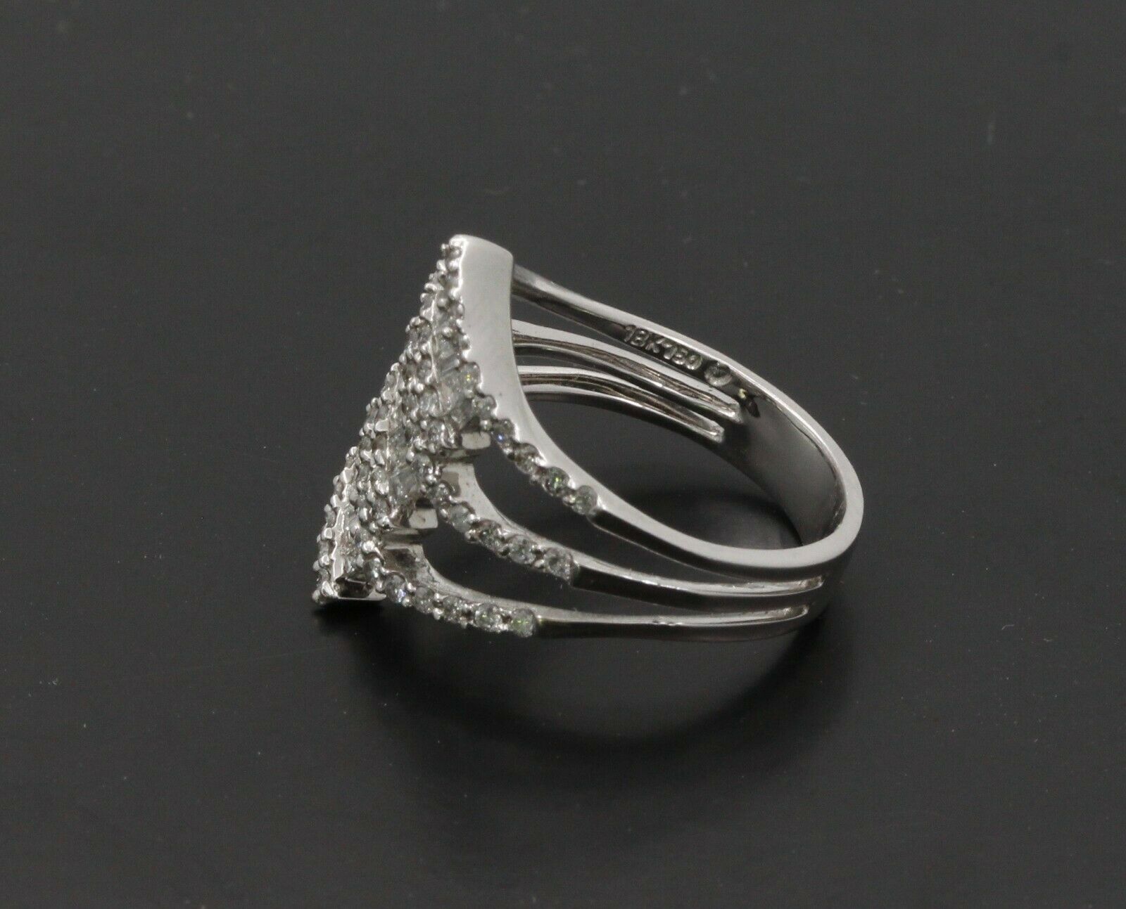 Vintage 18K White Gold Diamond Knuckle Ring