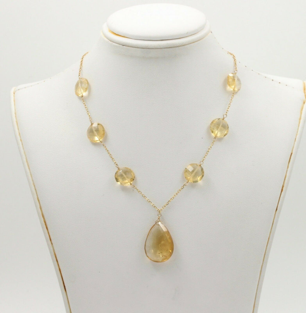 Vintage 14K Yellow Gold Natural Citrine Necklace