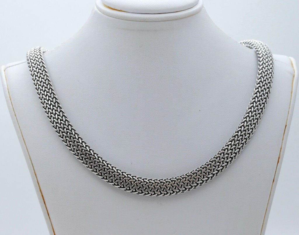 Vintage Flli Menegatti 18K 925 Sterling Silver Woven Choker Necklace