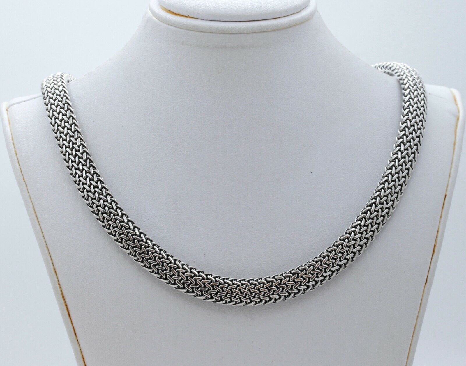 Vintage Flli Menegatti 18K 925 Sterling Silver Woven Choker Necklace