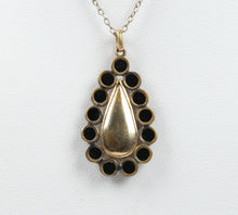 Load image into Gallery viewer, Victorian Teardrop Pendant Onyx Gold Filled
