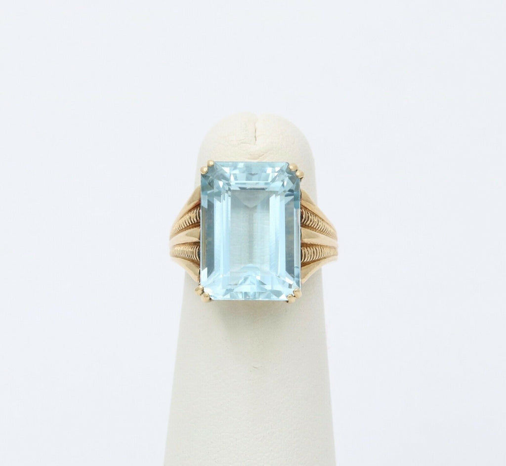 Art Deco Aquamarine 14K Yellow Gold Ring