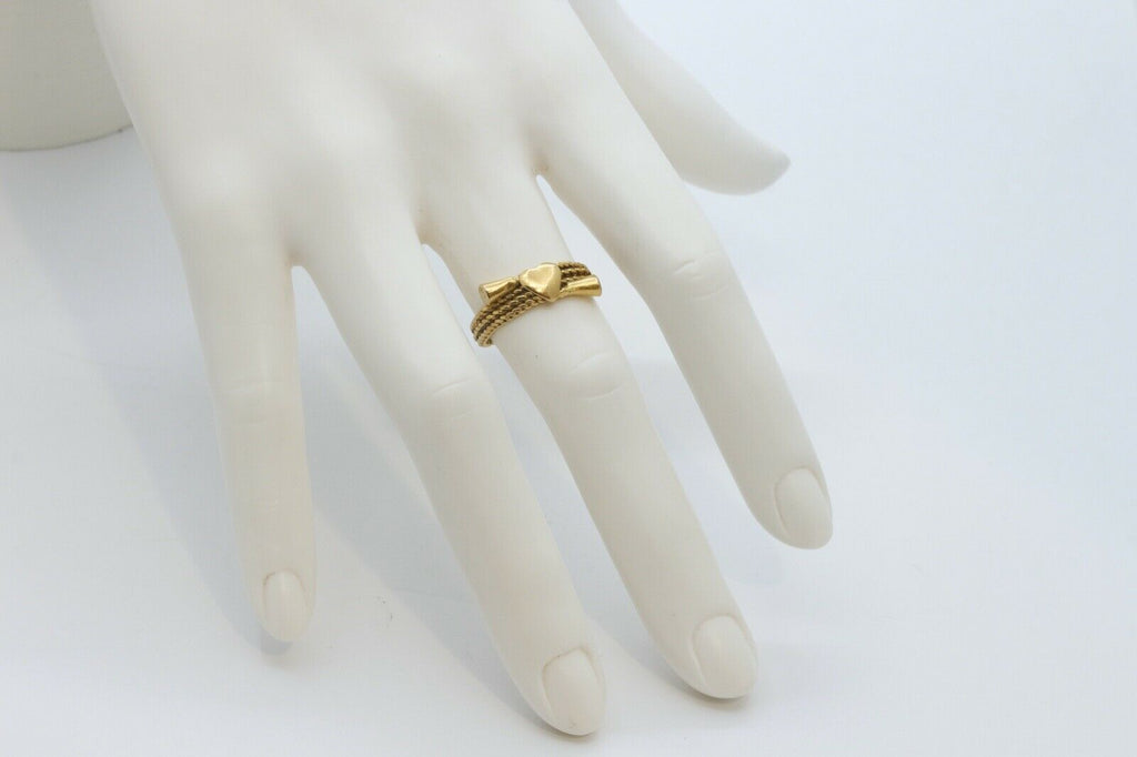 Vintage Ladies 18K Yellow Gold Rope Heart Ring