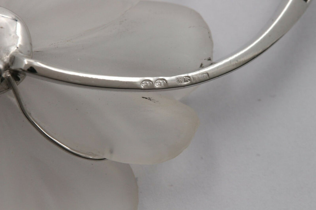 Vintage 18K White Gold Diamond Crystal Flower Brooch