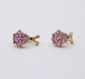 Vintage Pink Tourmaline Diamonds 10K Yellow White Gold Earrings
