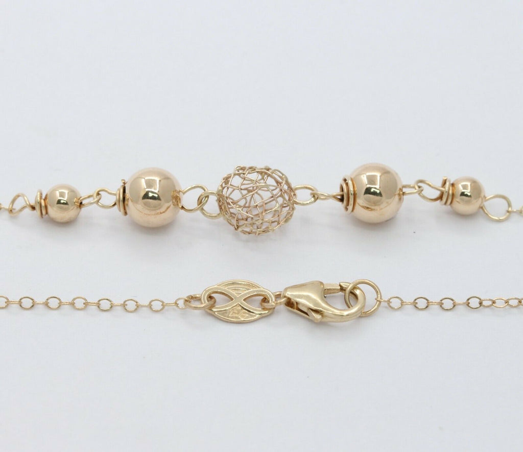 Vintage 14K Yellow Gold Ball Wire Necklace