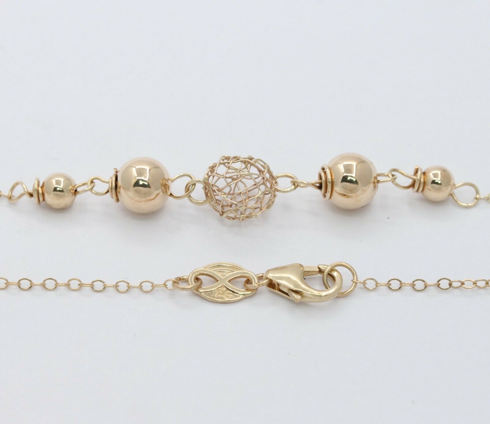 Vintage 14K Yellow Gold Ball Wire Necklace