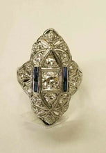 Load image into Gallery viewer, Art Deco Ladies Diamonds Sapphires Platinum Ring
