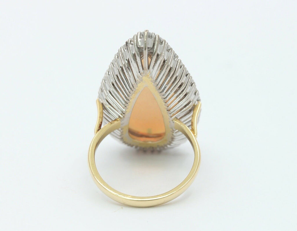 Vintage 18K Yellow White Gold Giant Opal Diamond Statement Ring