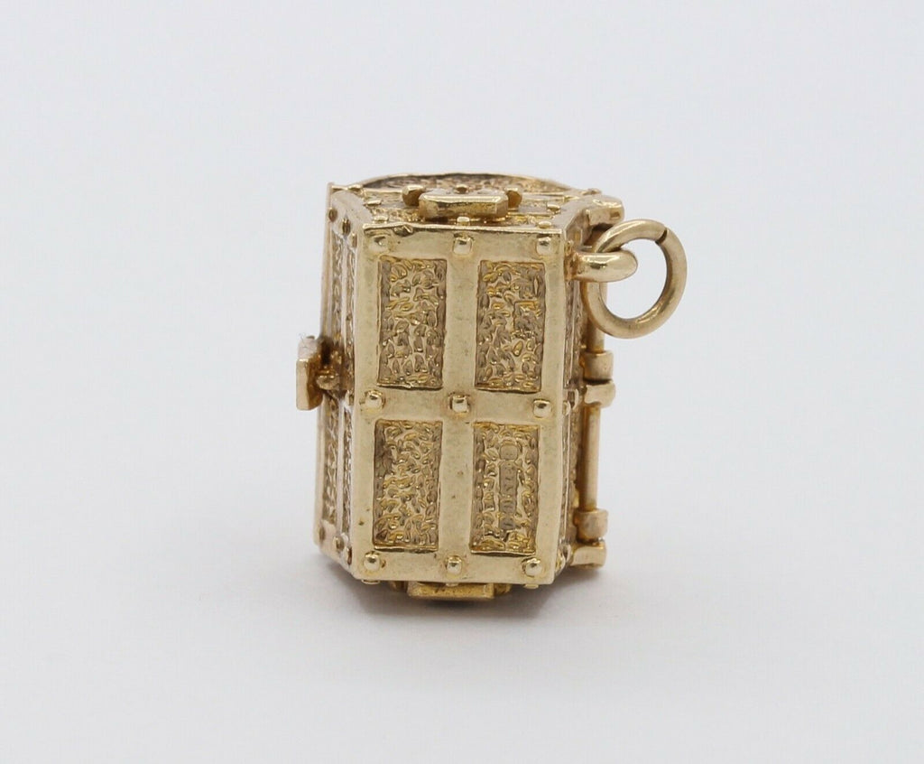 Vintage English 9K Yellow Gold Hidden Treasure Chest Charm
