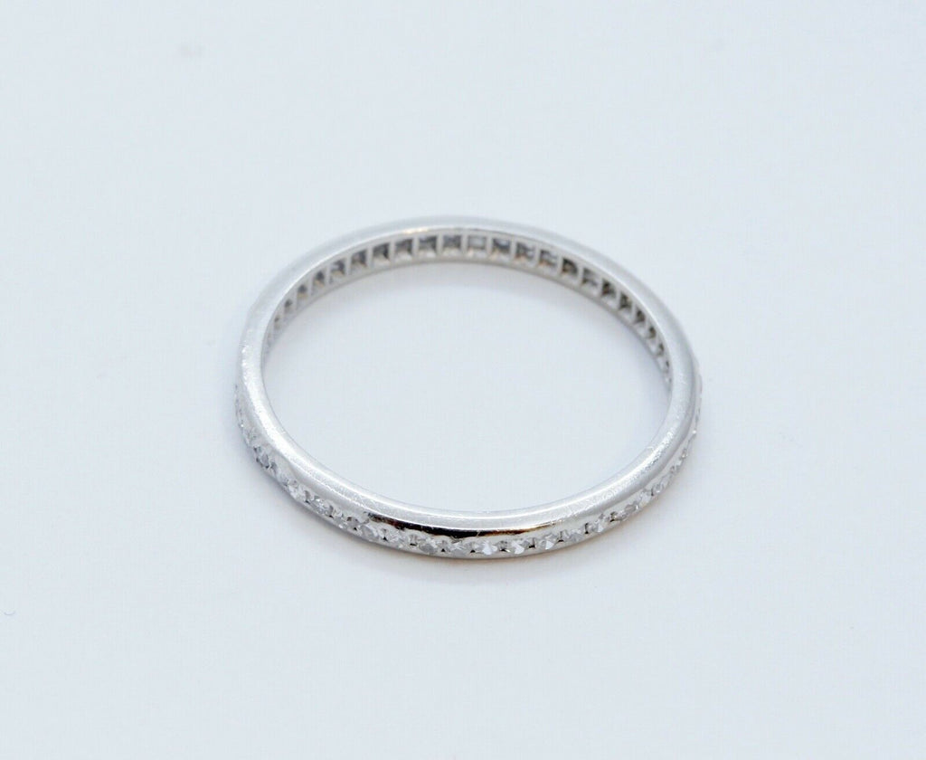 Art Deco Ladies Old Miner Cut Diamonds Platinum Eternity Wedding Band