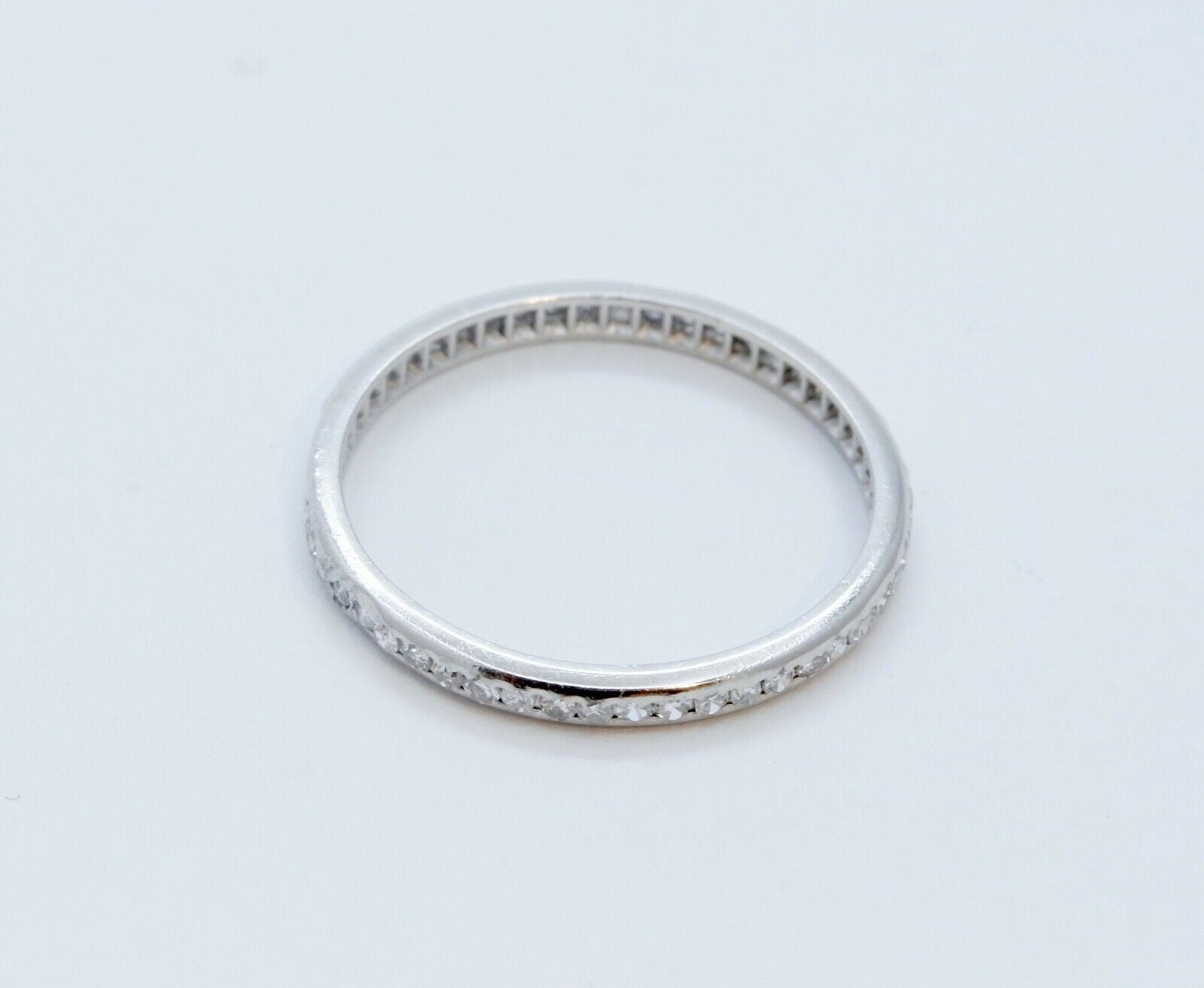 Art Deco Ladies Old Miner Cut Diamonds Platinum Eternity Wedding Band