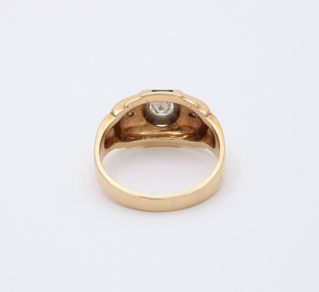Vintage 14K Two Tone Gold Diamond Ring Band. Unisex Ring.