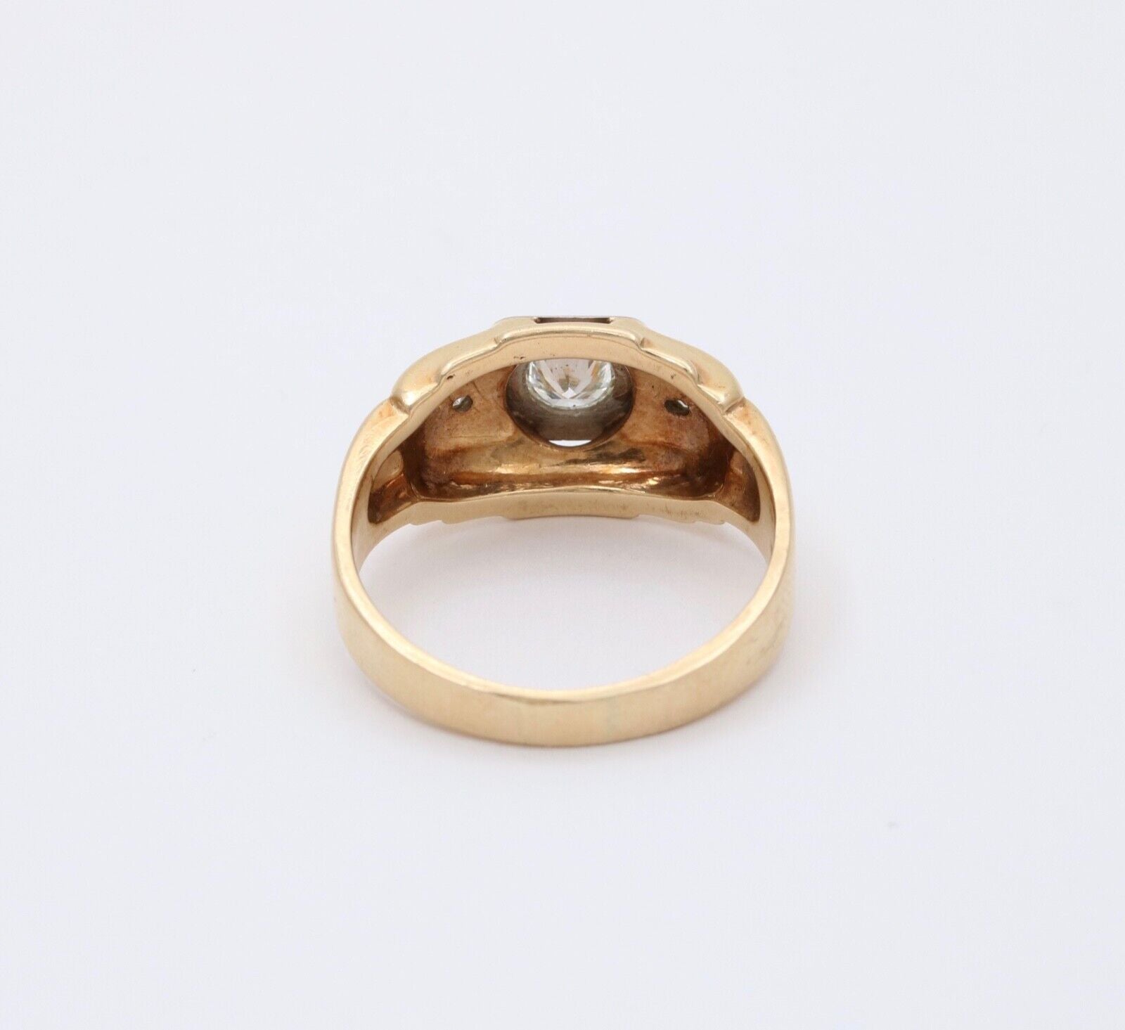 Vintage 14K Two Tone Gold Diamond Ring Band. Unisex Ring.