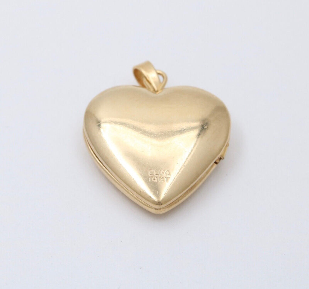 Vintage Heart Locket Pendant 14K Yellow Gold