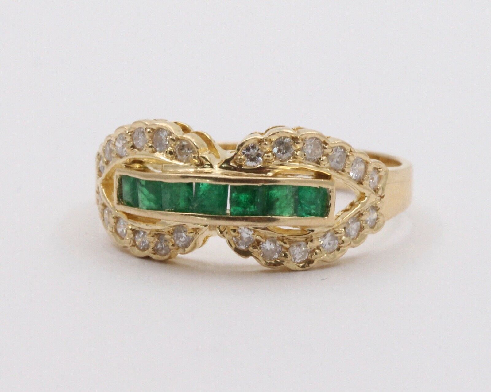 Vintage Infinity Diamond & Emerald Ring Band
