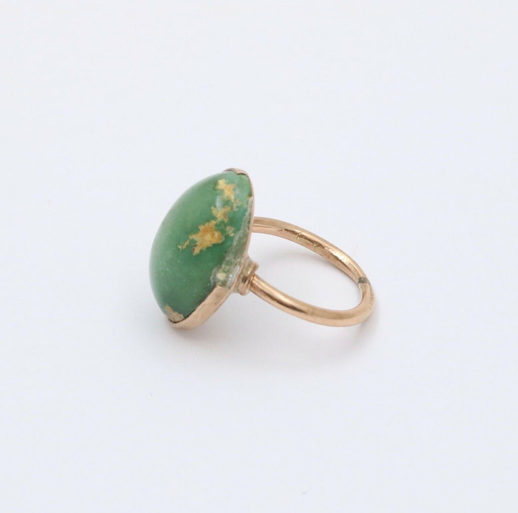 Victorian Cabochon Turquoise 14K Yellow Gold Ring
