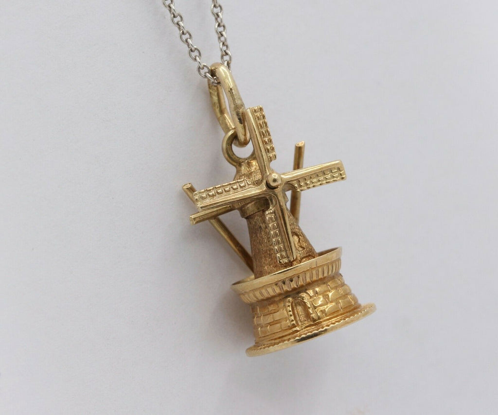Vintage 14K Yellow Gold Windmill Charm