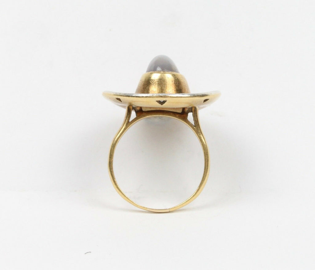 Vintage Star Sapphire Diamonds 18K Yellow Gold Cowboy Hat Ring